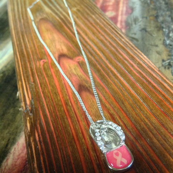 3/$15:Breast Cancer Necklace- flip flop charm - Picture 7 of 7